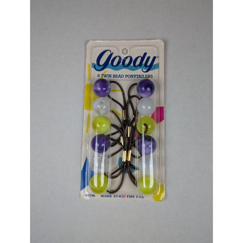 VINTAGE *NEW* 1989 Goody 9790 Twin Bead Marble Ponytail Holders
